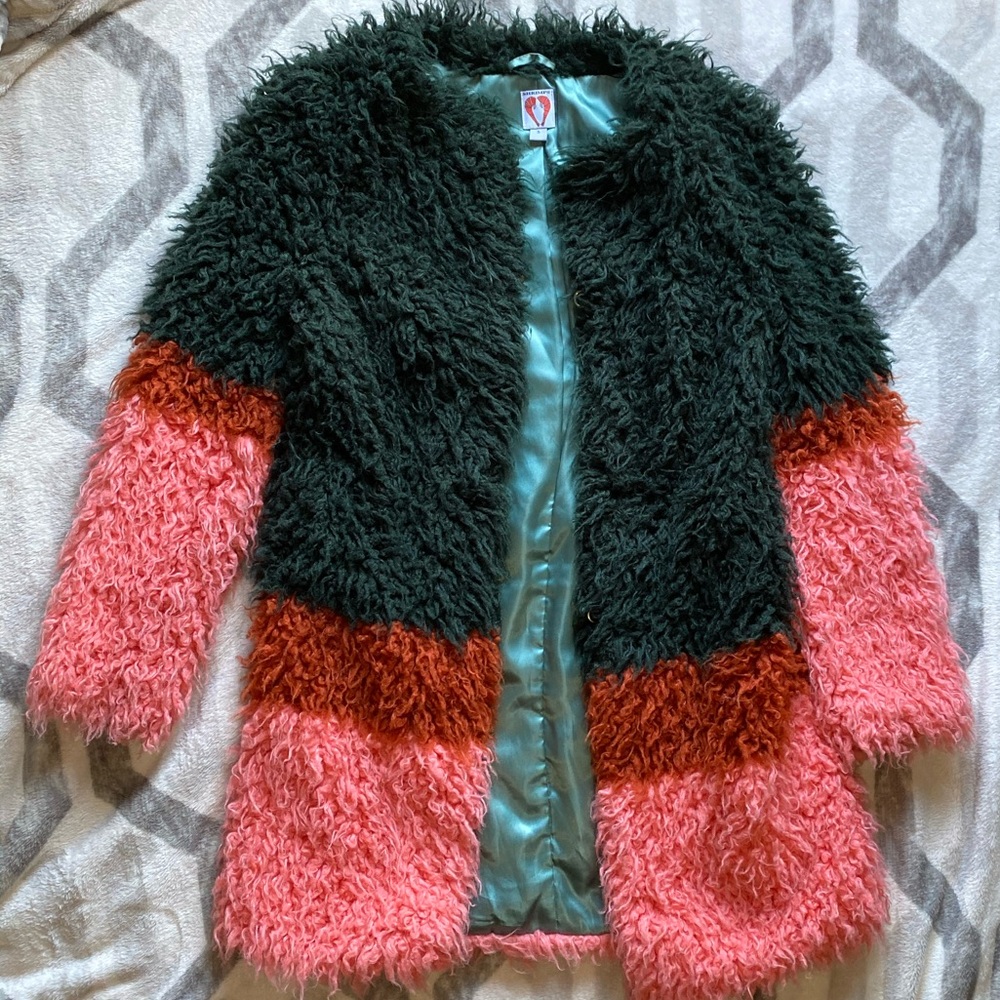 Shrimps brand faux fur colorful coat